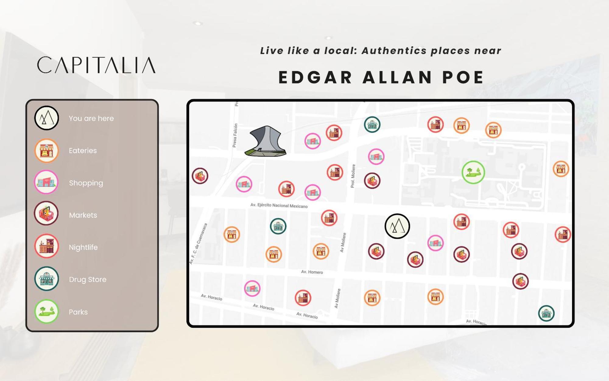 Capitalia - Luxury Apartments - Edgar Allan Poe Mexiko-Stadt Exterior foto
